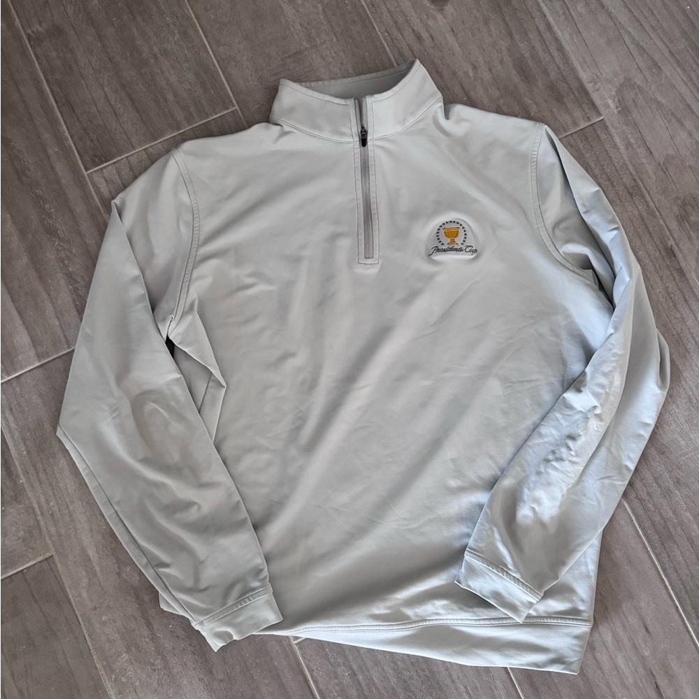 Peter Millar Light Gray Quarter-Zip Pullover